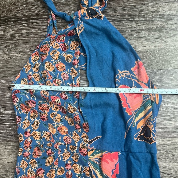 Free People The Life Exotic Jumpsuit in Sapphire Combo (Blue) Halter Size 0 - Picture 6 of 11